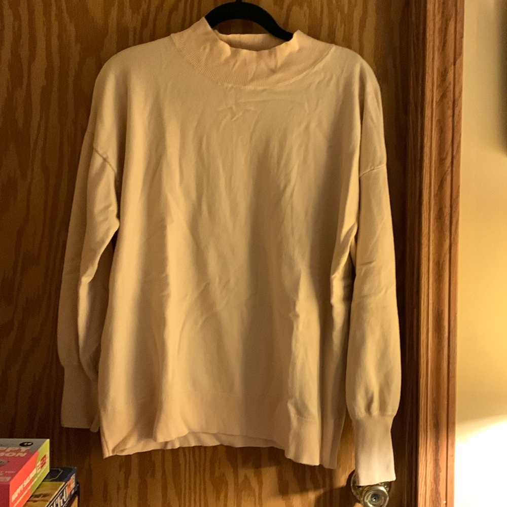 Mock neck tan sweater